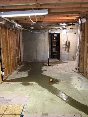 Fresh concrete in basement floor